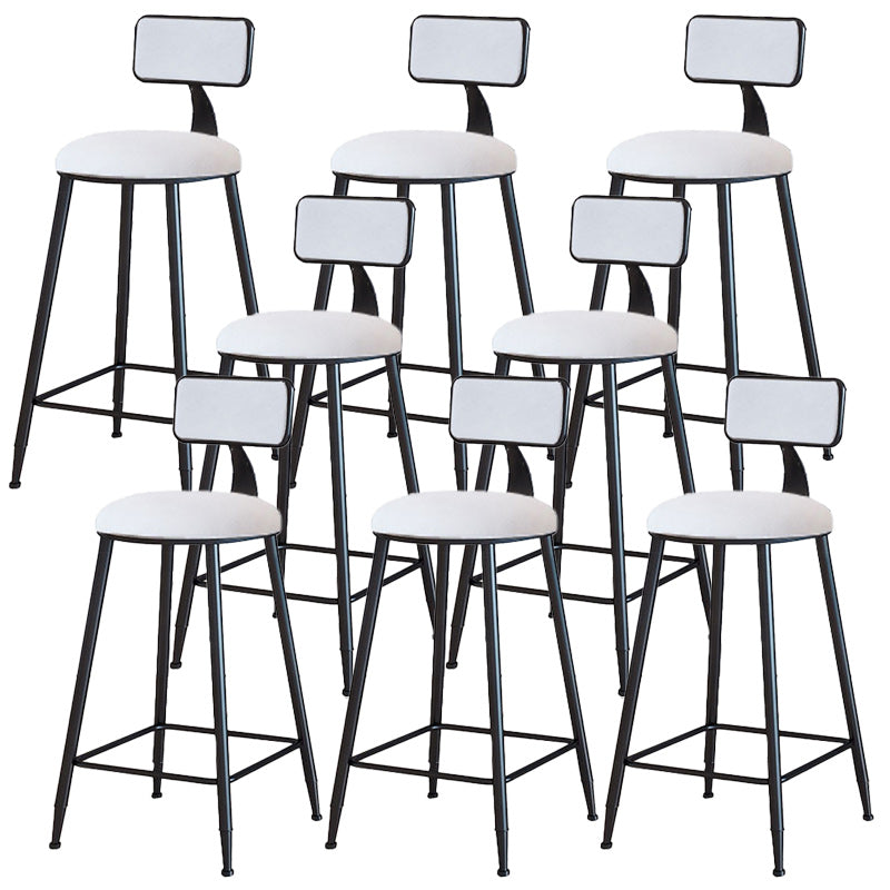 Modern Armless Backrest Counter Stool Iron Dining Room Bar Stool with Cushion