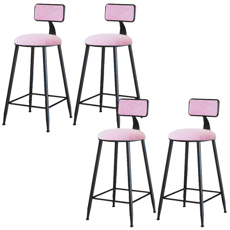 Modern Armless Backrest Counter Stool Iron Dining Room Bar Stool with Cushion