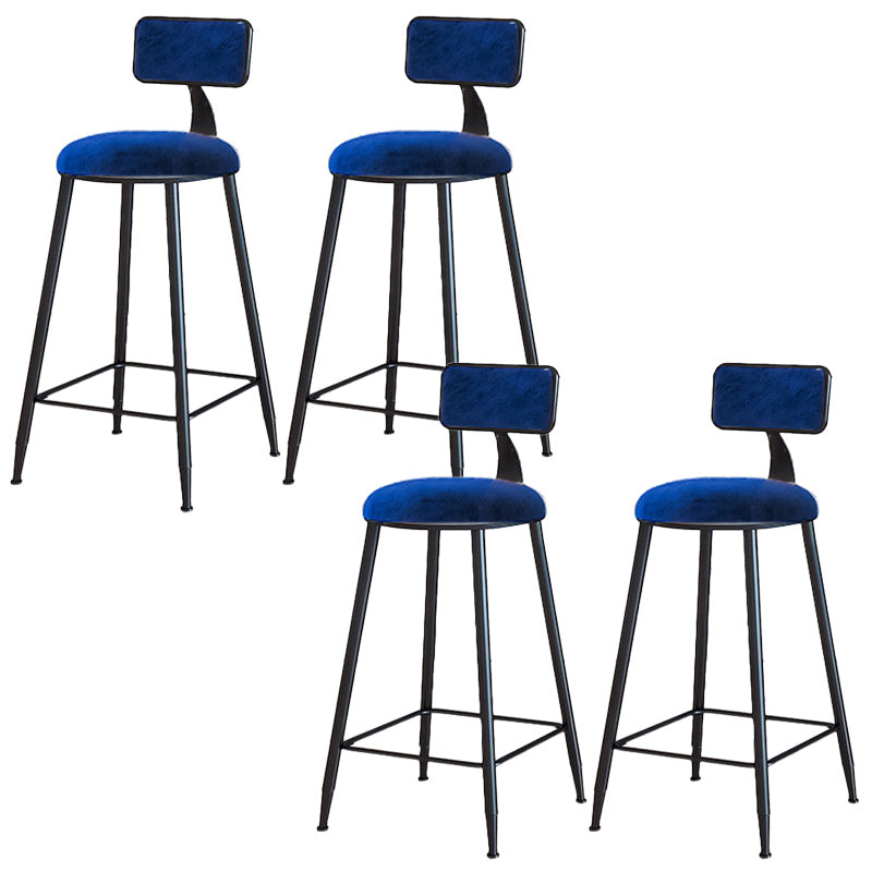 Modern Armless Backrest Counter Stool Iron Dining Room Bar Stool with Cushion