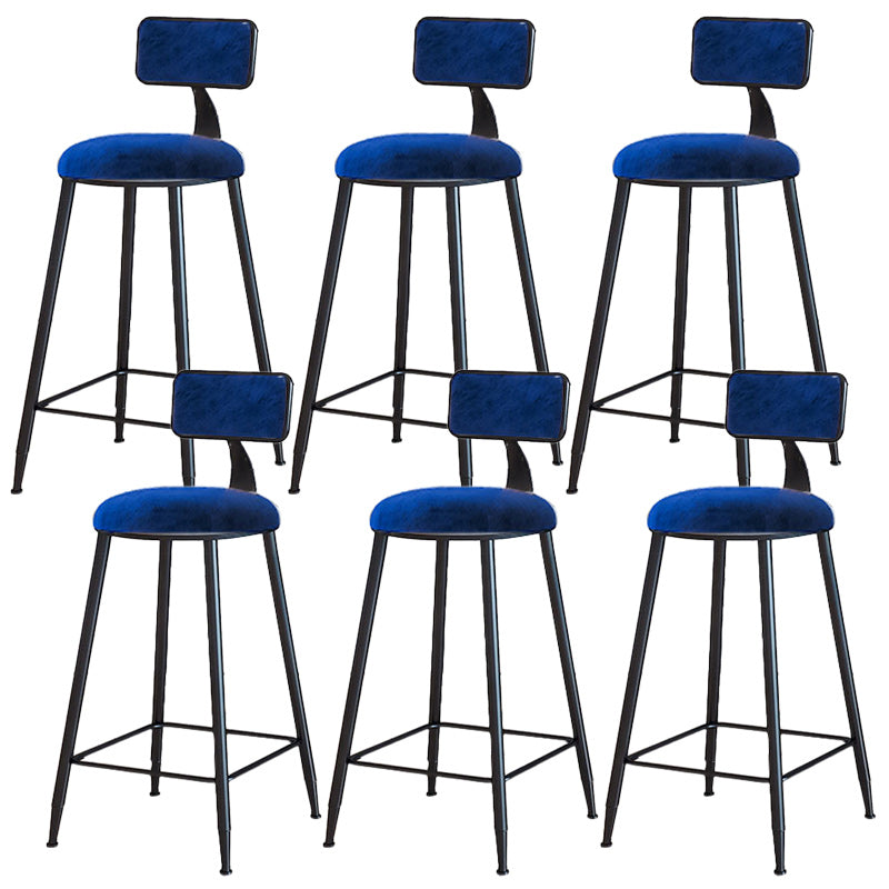 Modern Armless Backrest Counter Stool Iron Dining Room Bar Stool with Cushion
