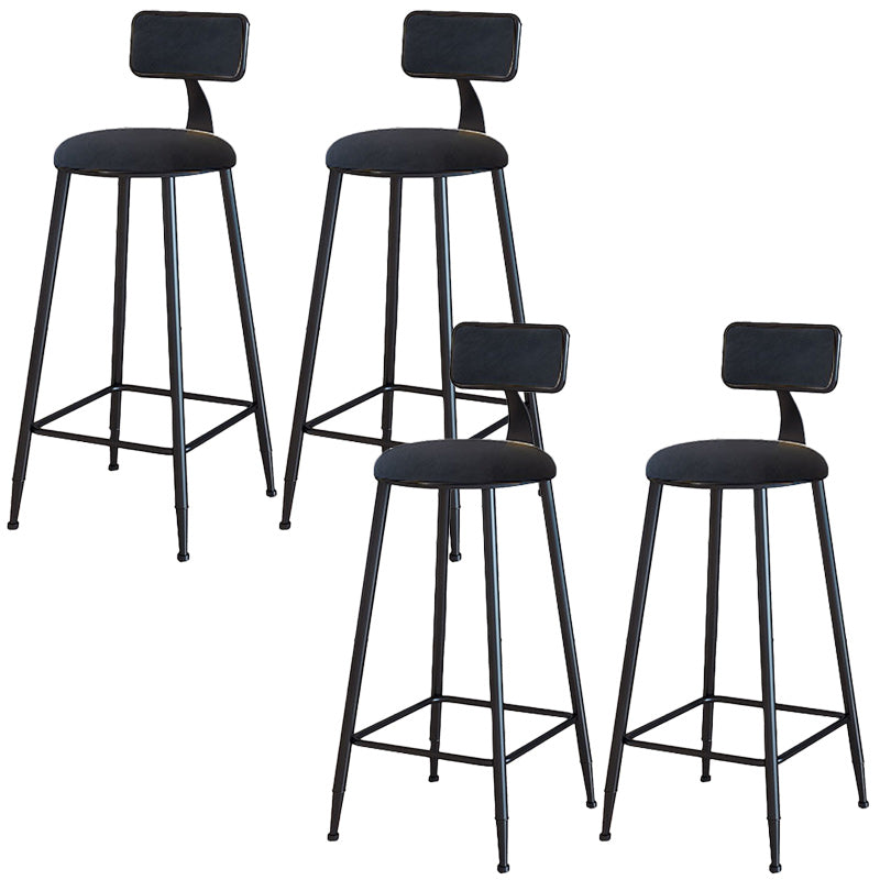 Modern Armless Backrest Counter Stool Iron Dining Room Bar Stool with Cushion