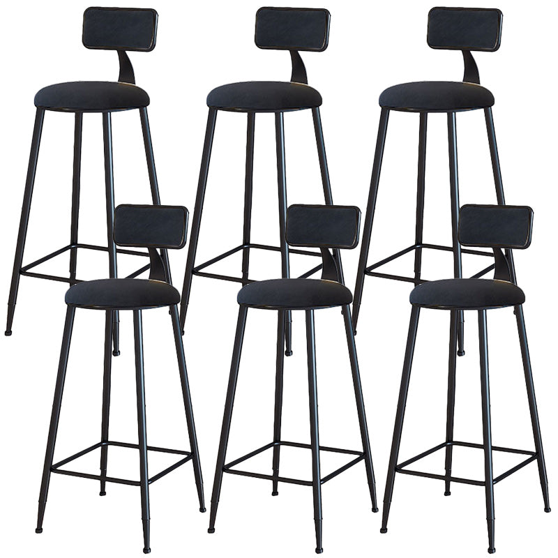 Modern Armless Backrest Counter Stool Iron Dining Room Bar Stool with Cushion
