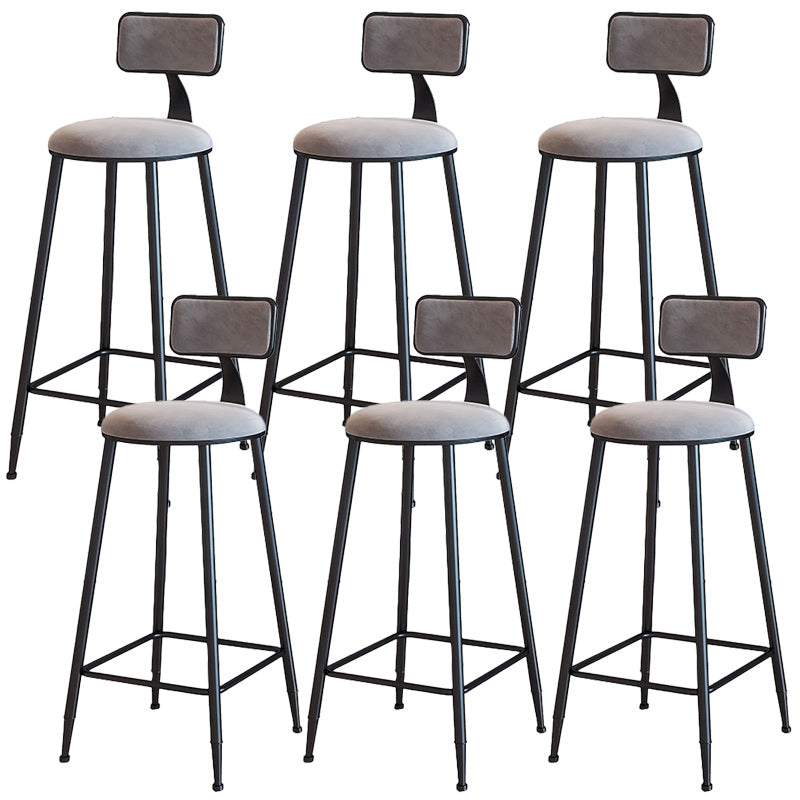 Modern Armless Backrest Counter Stool Iron Dining Room Bar Stool with Cushion