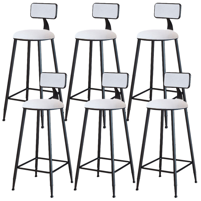 Modern Armless Backrest Counter Stool Iron Dining Room Bar Stool with Cushion