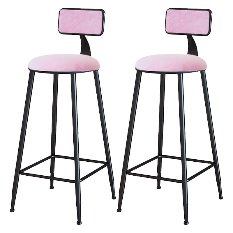 Modern Armless Backrest Counter Stool Iron Dining Room Bar Stool with Cushion