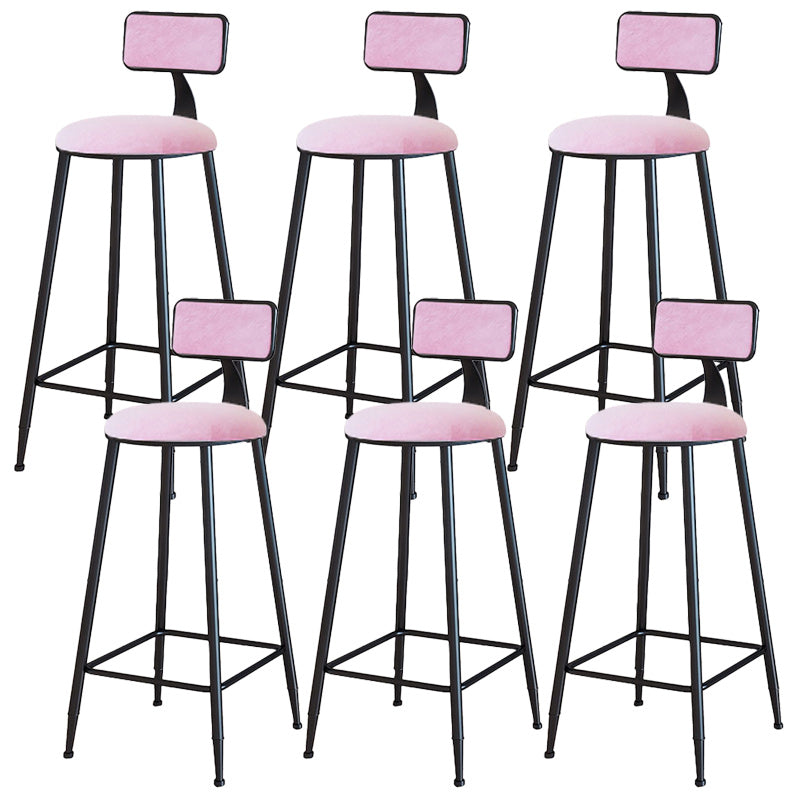 Modern Armless Backrest Counter Stool Iron Dining Room Bar Stool with Cushion