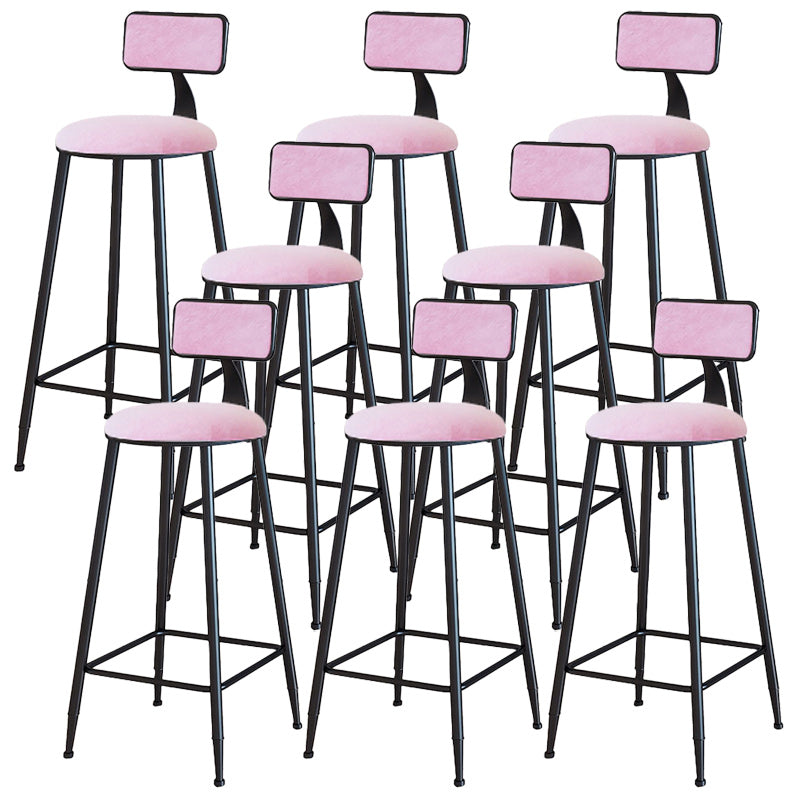 Modern Armless Backrest Counter Stool Iron Dining Room Bar Stool with Cushion
