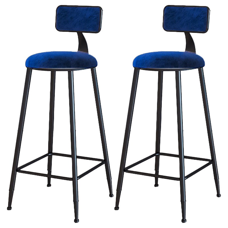 Modern Armless Backrest Counter Stool Iron Dining Room Bar Stool with Cushion