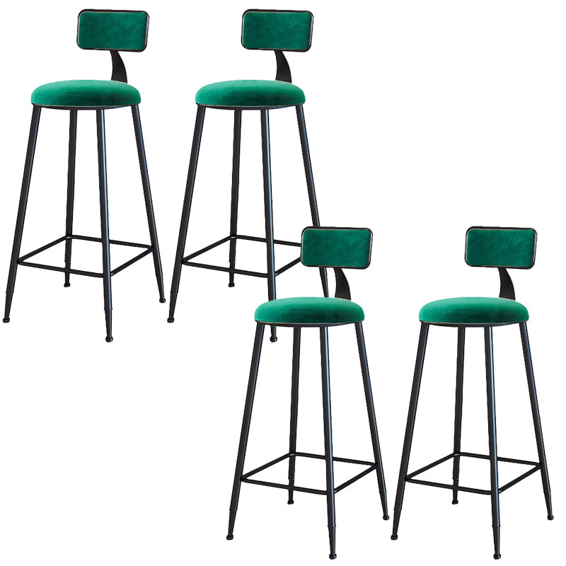 Modern Armless Backrest Counter Stool Iron Dining Room Bar Stool with Cushion