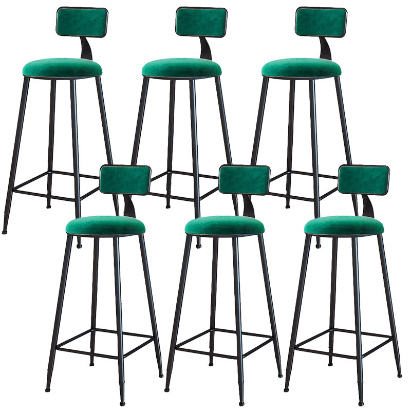 Modern Armless Backrest Counter Stool Iron Dining Room Bar Stool with Cushion