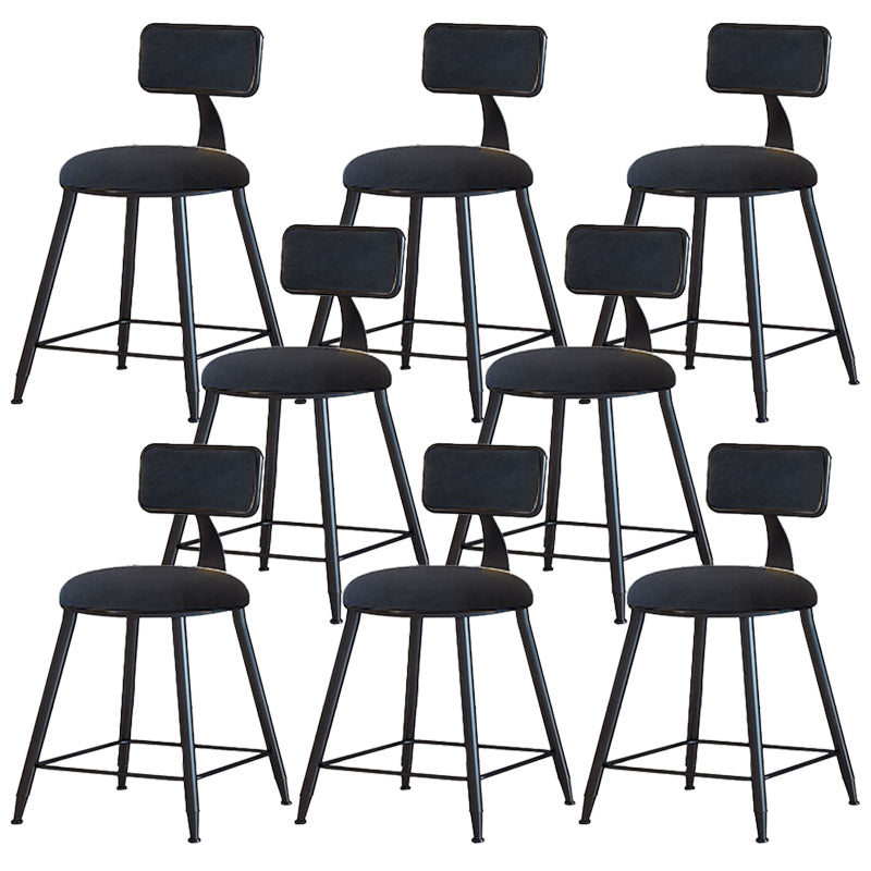 Modern Armless Backrest Counter Stool Iron Dining Room Bar Stool with Cushion