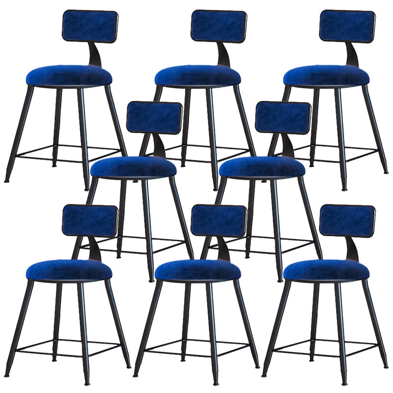 Modern Armless Backrest Counter Stool Iron Dining Room Bar Stool with Cushion