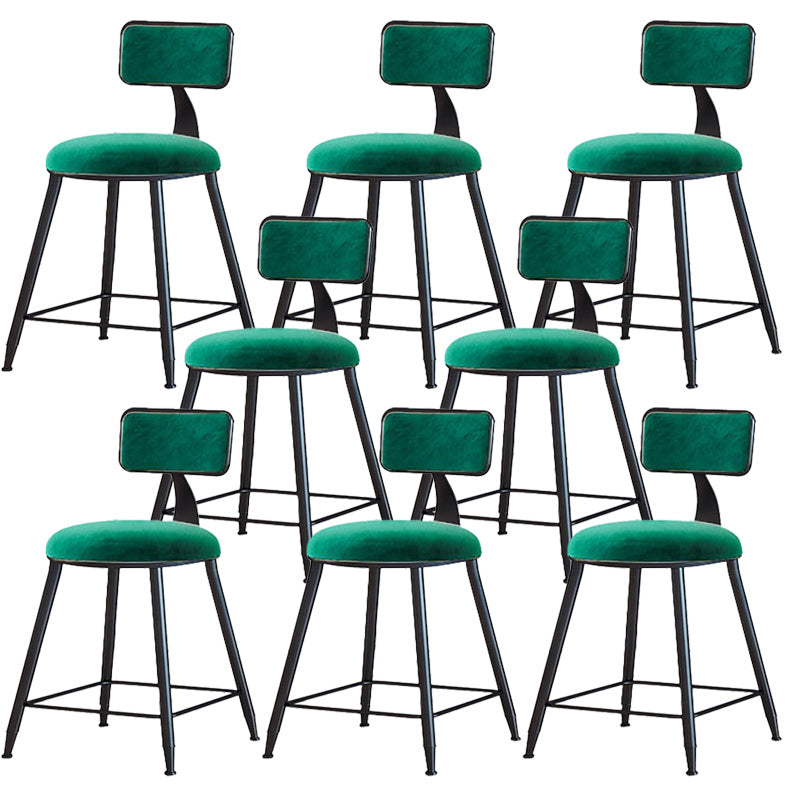 Modern Armless Backrest Counter Stool Iron Dining Room Bar Stool with Cushion