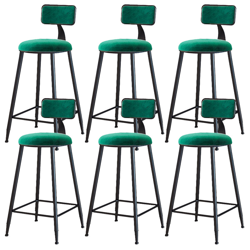 Modern Armless Backrest Counter Stool Iron Dining Room Bar Stool with Cushion