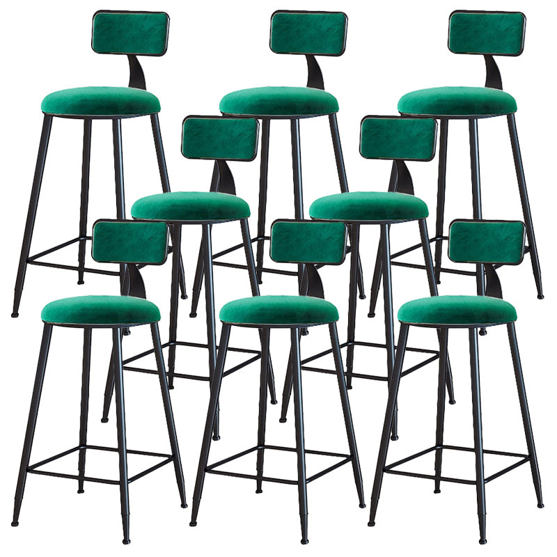 Modern Armless Backrest Counter Stool Iron Dining Room Bar Stool with Cushion
