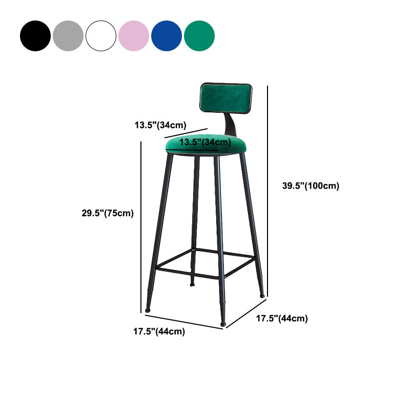Modern Armless Backrest Counter Stool Iron Dining Room Bar Stool with Cushion