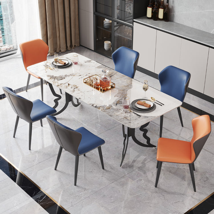 Industrial Metal Dining Room Chair Faux Leather Dining Chair for Restaurant Use