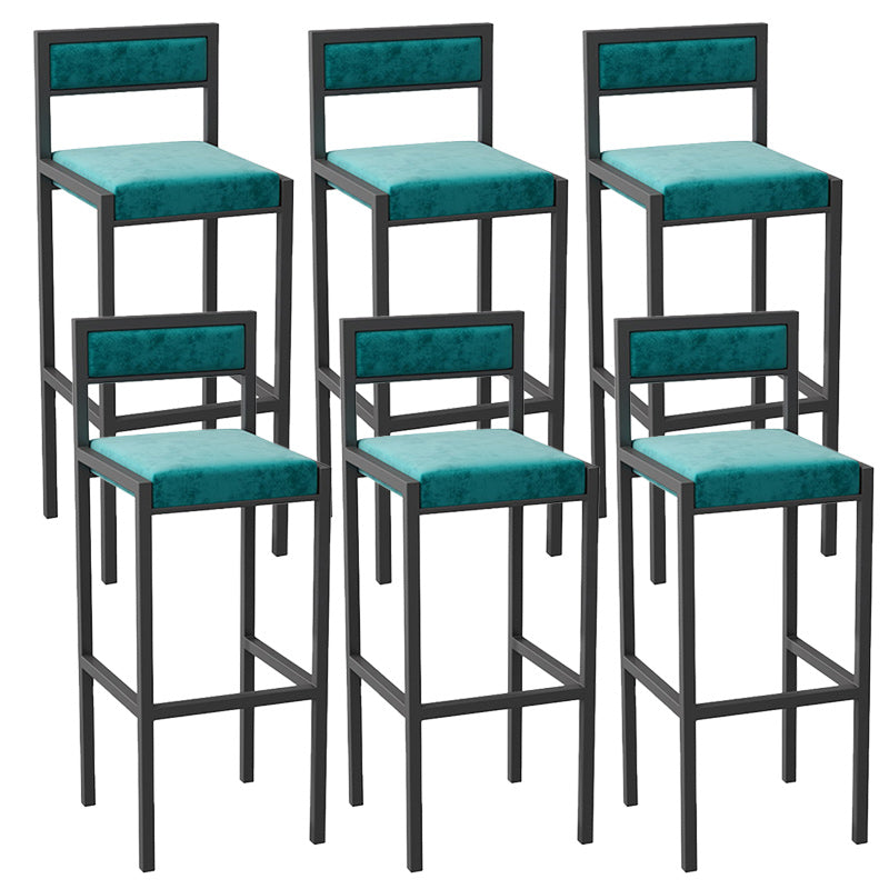 Modern Armless Backrest Counter Stool Iron Dining Room Bar Stool with Velvet Cushion