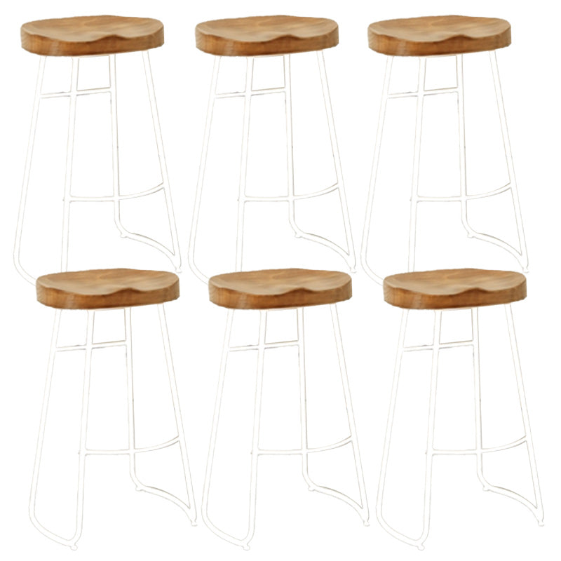 Industrial Armless Backless Counter Stool Iron Cafe Bar Stool with Wooden Seat and Pedal