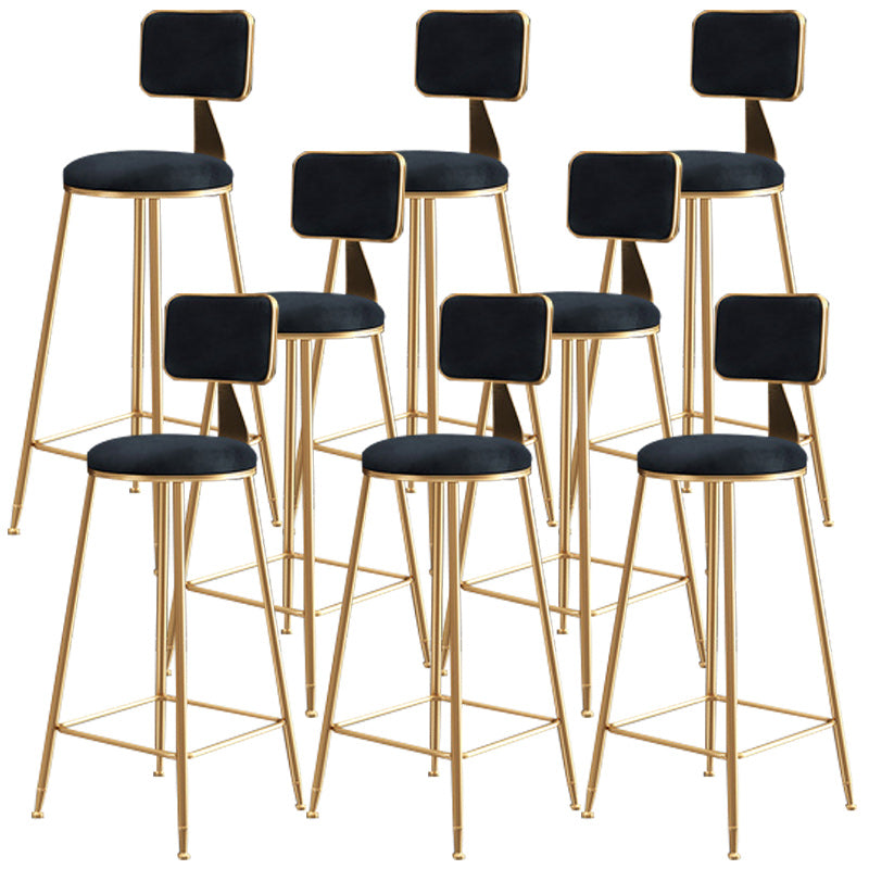 Nordic Glam Bar Stool Round Bar Stool for Home with Metal Legs