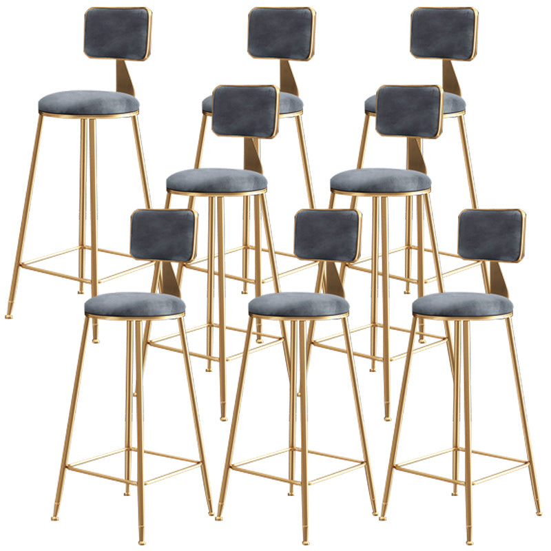 Nordic Glam Bar Stool Round Bar Stool for Home with Metal Legs