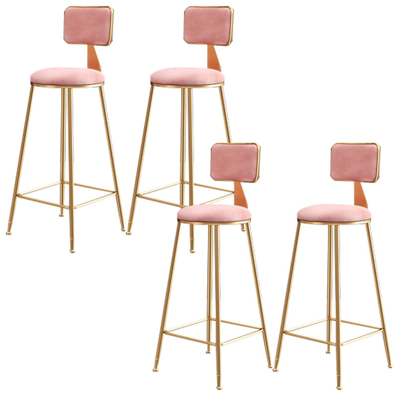 Nordic Glam Bar Stool Round Bar Stool for Home with Metal Legs