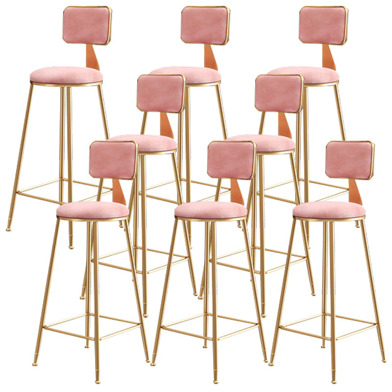 Nordic Glam Bar Stool Round Bar Stool for Home with Metal Legs