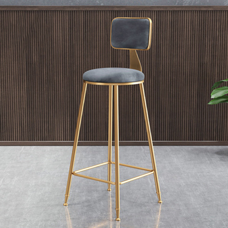Nordic Glam Bar Stool Round Bar Stool for Home with Metal Legs