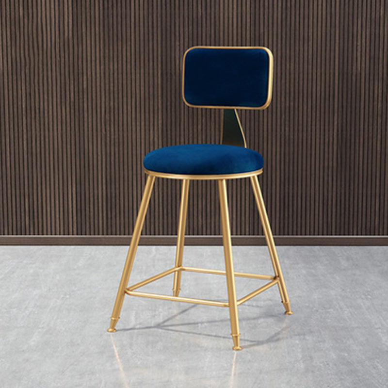 Nordic Glam Bar Stool Round Bar Stool for Home with Metal Legs