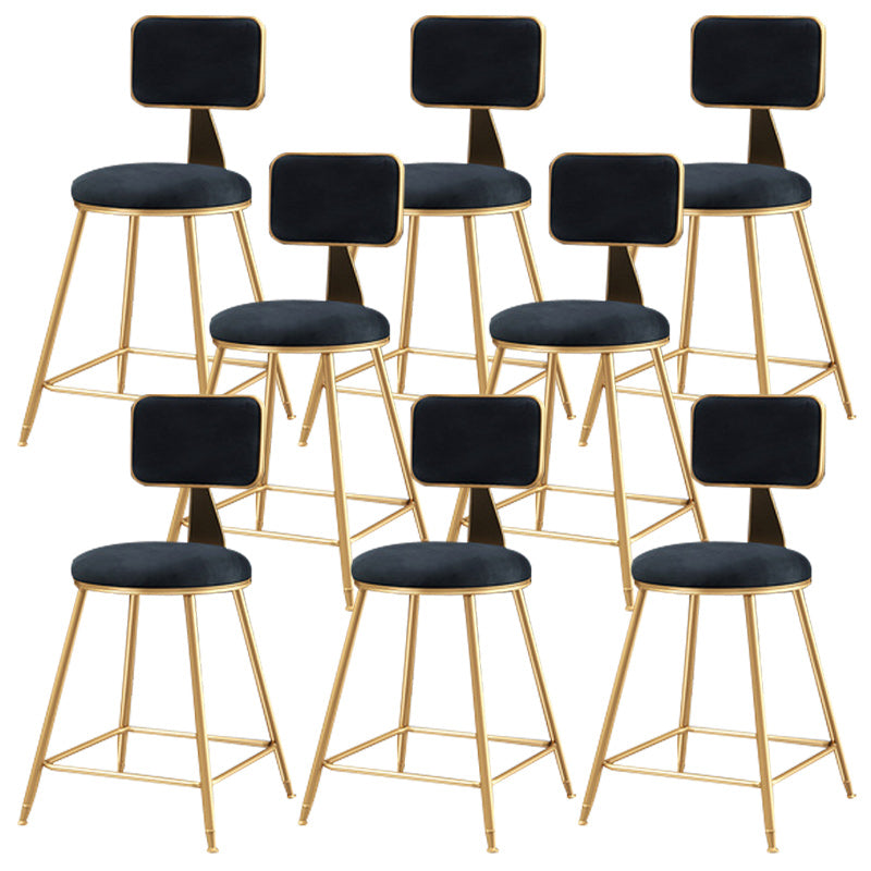 Nordic Glam Bar Stool Round Bar Stool for Home with Metal Legs