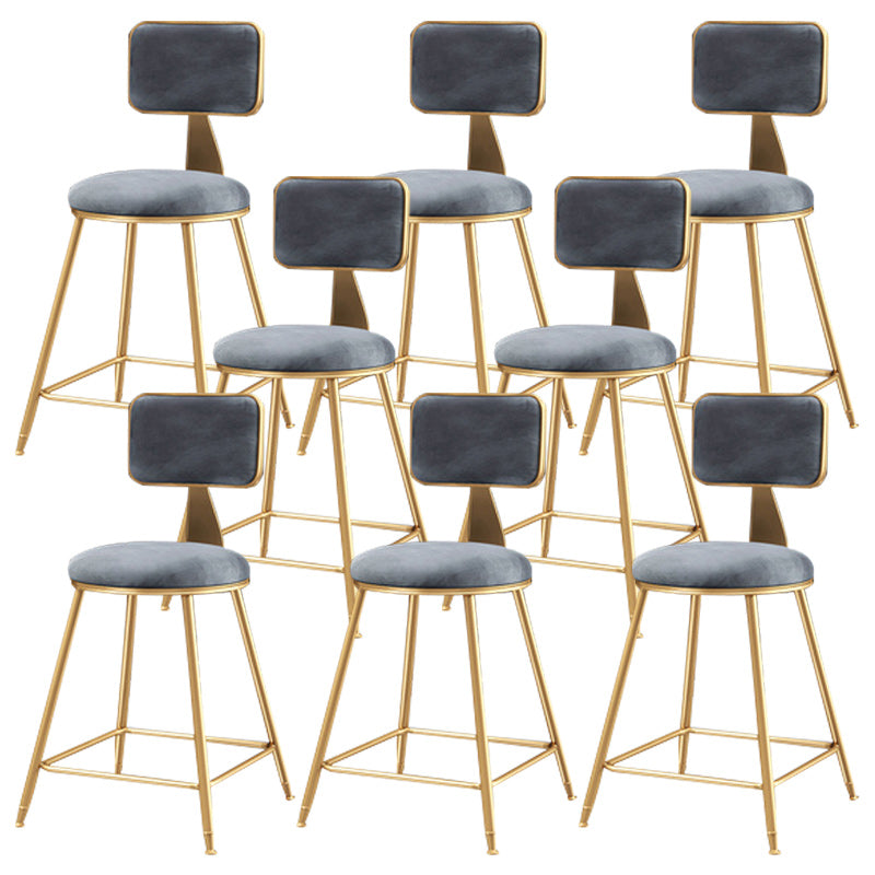 Nordic Glam Bar Stool Round Bar Stool for Home with Metal Legs