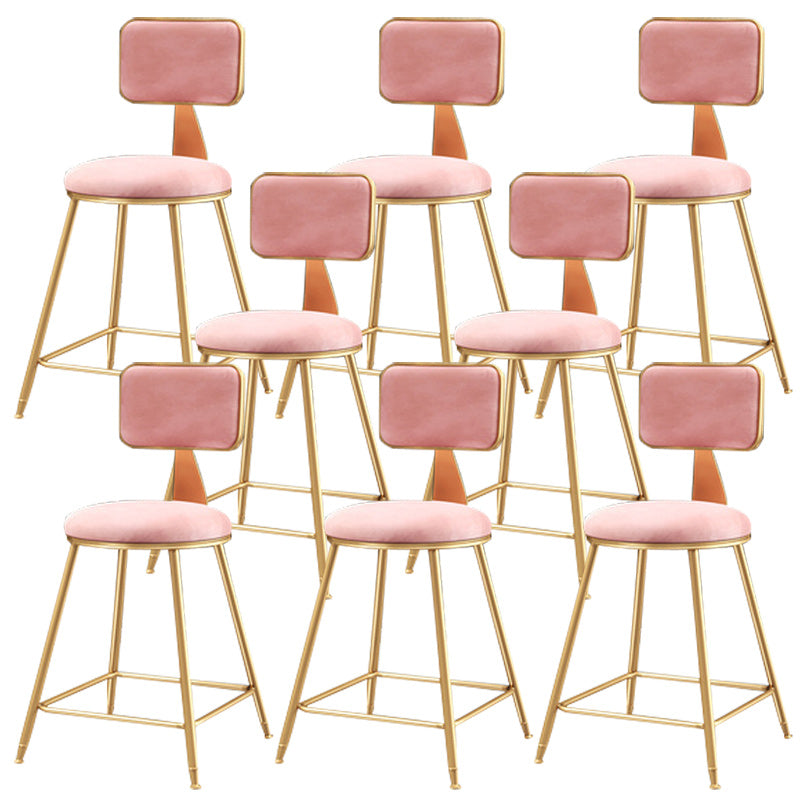 Nordic Glam Bar Stool Round Bar Stool for Home with Metal Legs