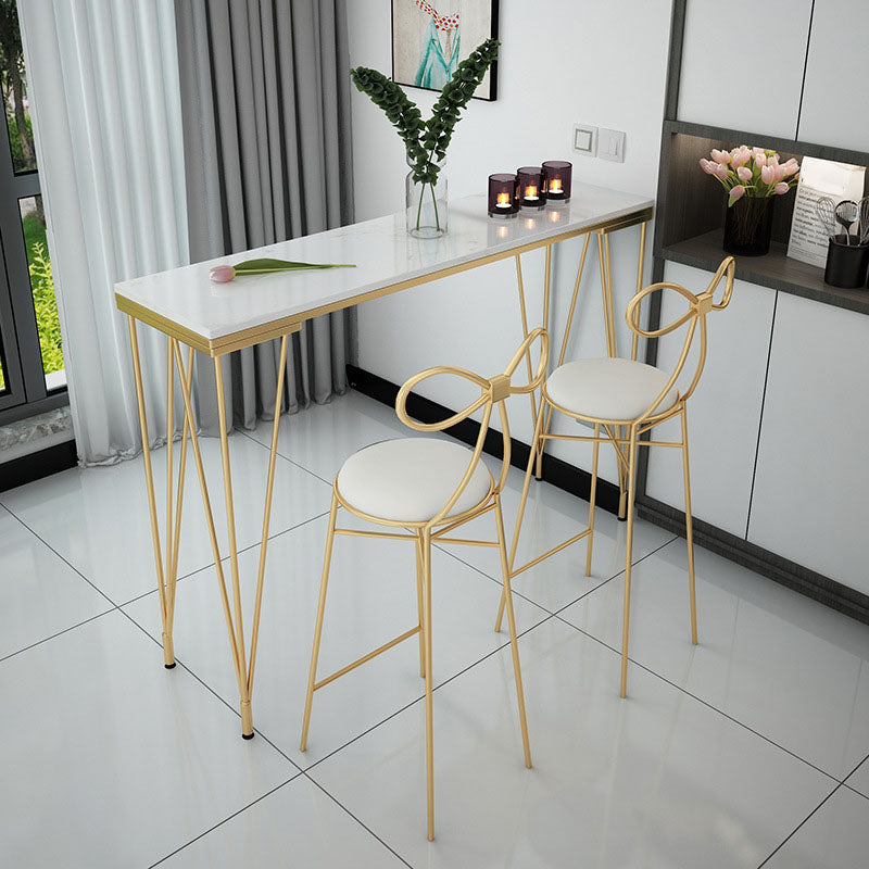 Glam Style Rectangle Bar Table Bar-Height Bistro Pub Table with 4 Legs