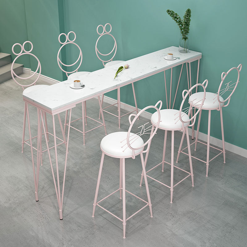 Glam Style Rectangle Bar Table Bar-Height Bistro Pub Table with 4 Legs