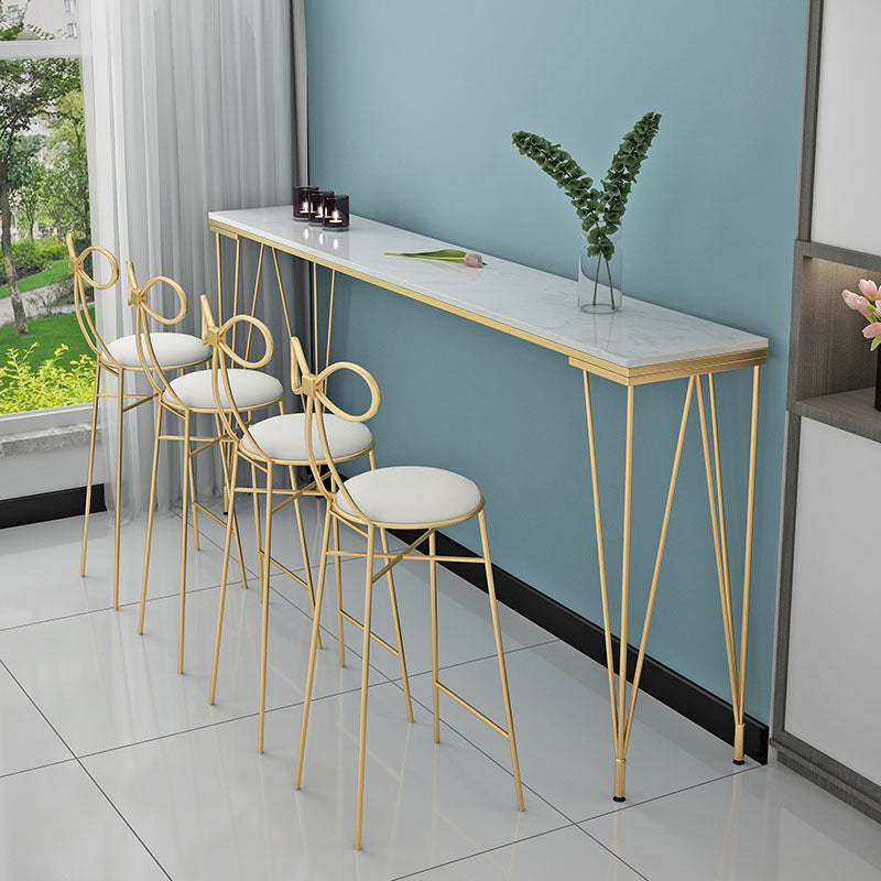 Glam Style Rectangle Bar Table Bar-Height Bistro Pub Table with 4 Legs