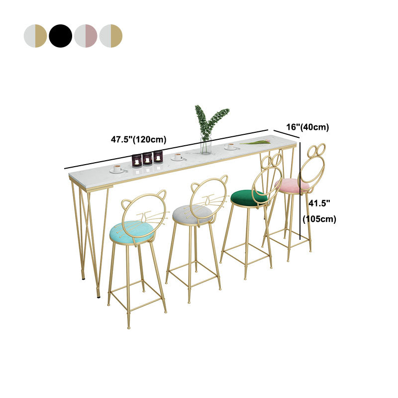 Glam Style Rectangle Bar Table Bar-Height Bistro Pub Table with 4 Legs