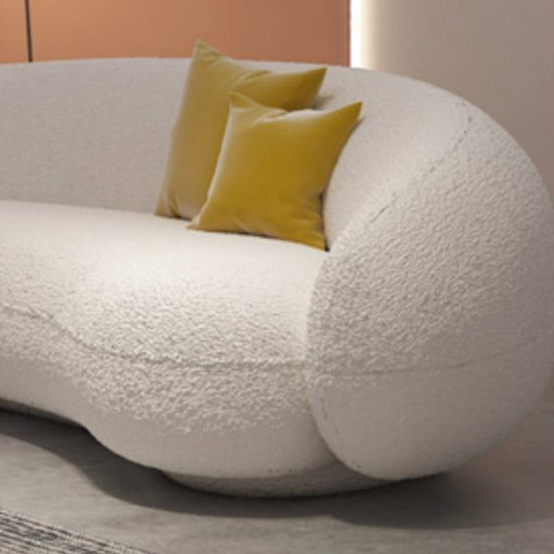Contemporary Tight Back Settee Bench Curved Settee Couch in Grey/white