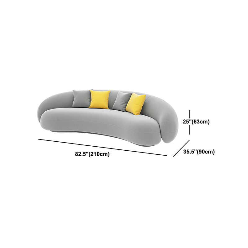 Contemporary Tight Back Settee Bench Curved Settee Couch in Grey/white