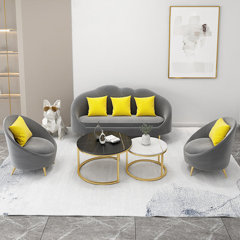 Velvet Sloped Arm Sofa Contemporary Standard Sofa with Sewn Pillow Back