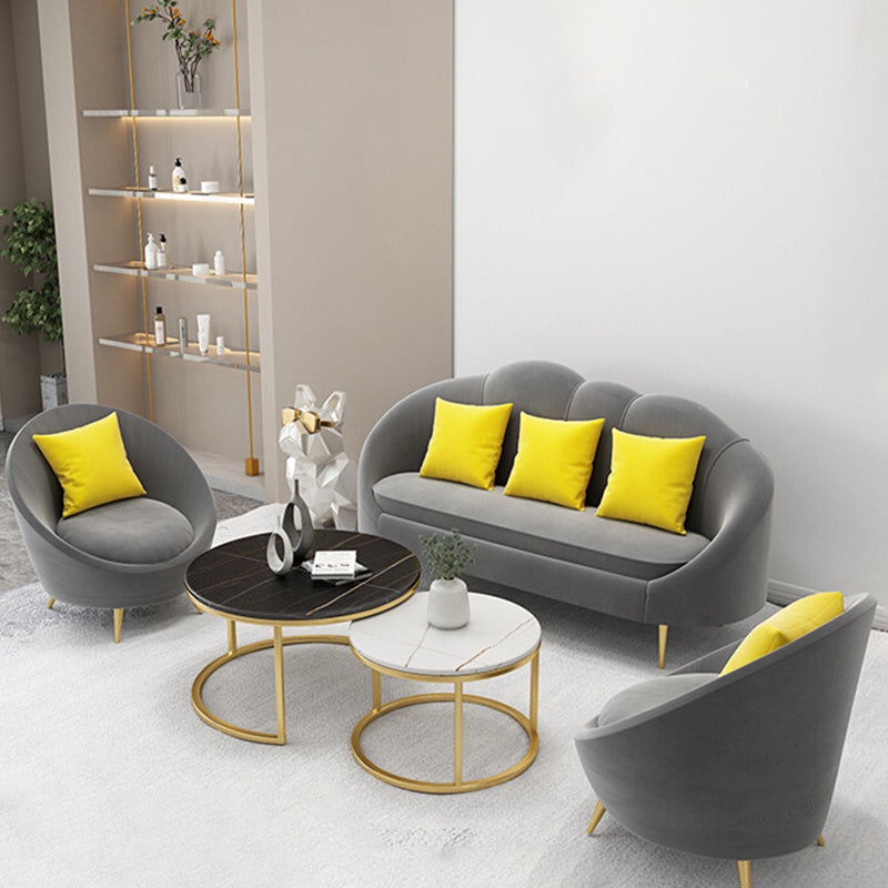 Velvet Sloped Arm Sofa Contemporary Standard Sofa with Sewn Pillow Back