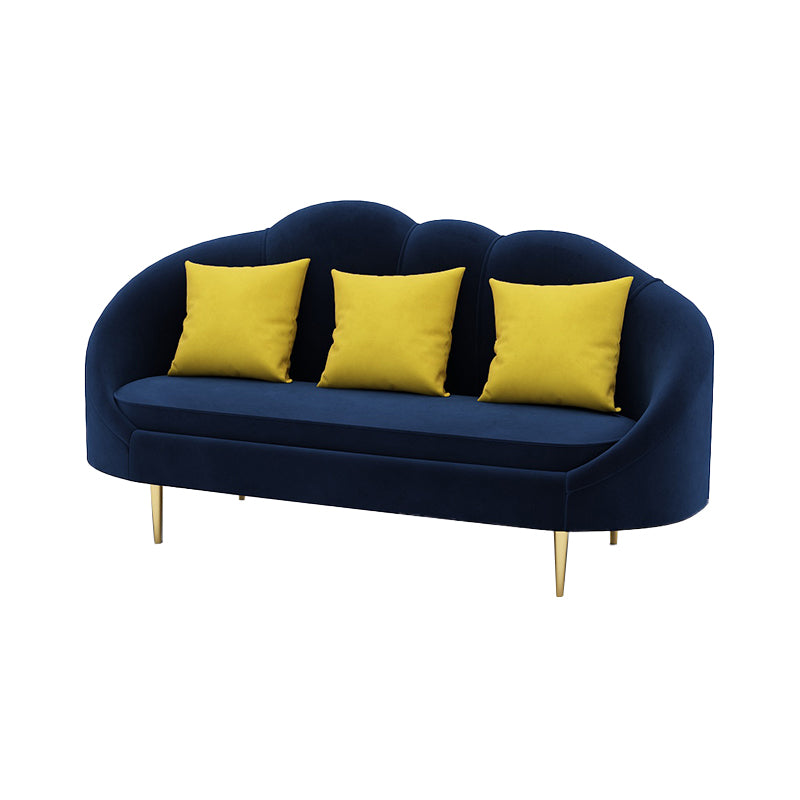 Velvet Sloped Arm Sofa Contemporary Standard Sofa with Sewn Pillow Back
