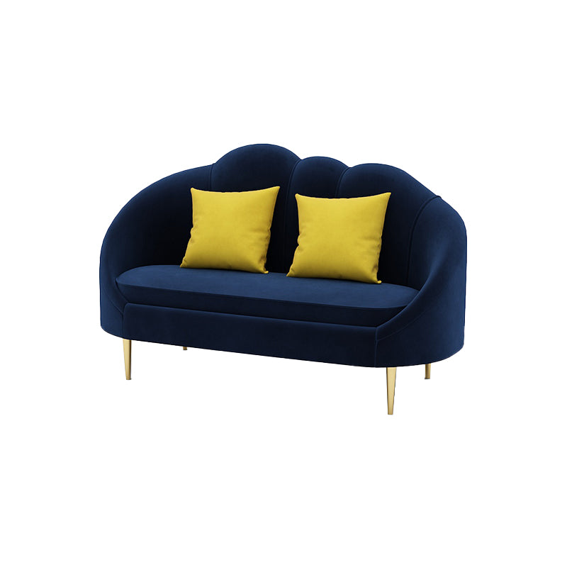 Velvet Sloped Arm Sofa Contemporary Standard Sofa with Sewn Pillow Back