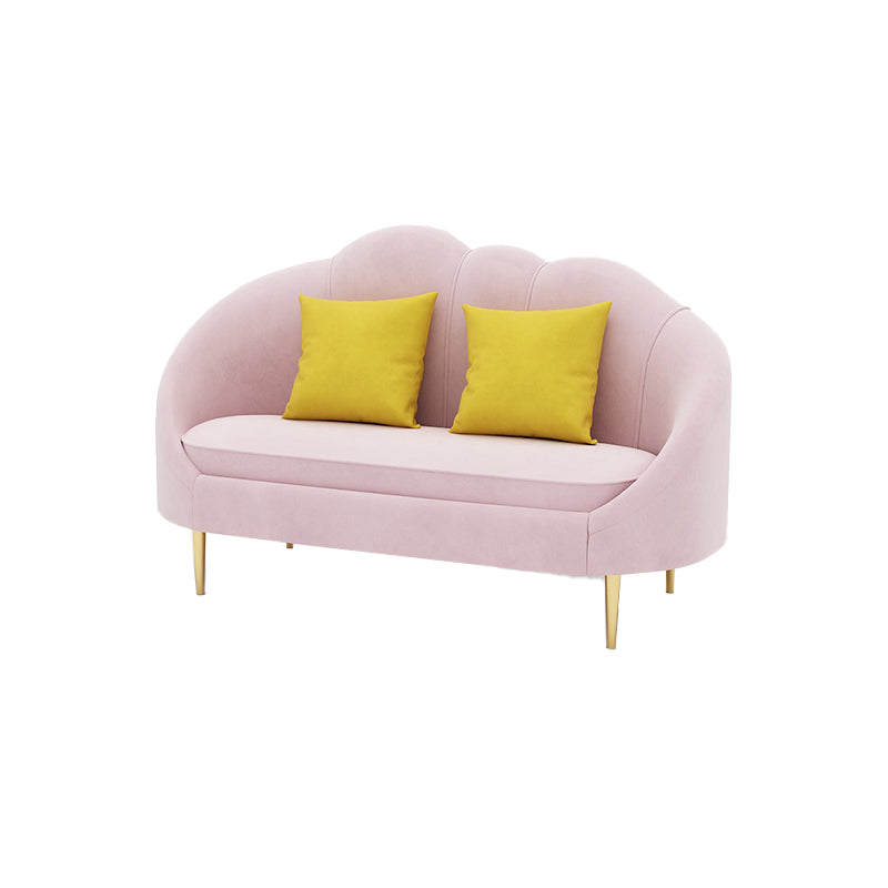 Velvet Sloped Arm Sofa Contemporary Standard Sofa with Sewn Pillow Back
