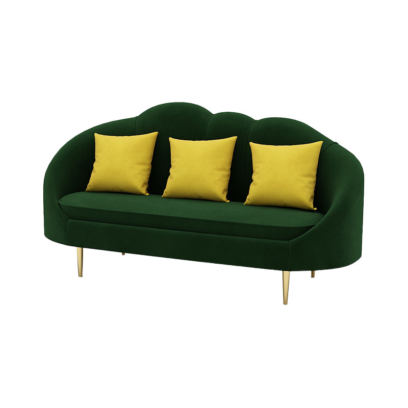 Velvet Sloped Arm Sofa Contemporary Standard Sofa with Sewn Pillow Back