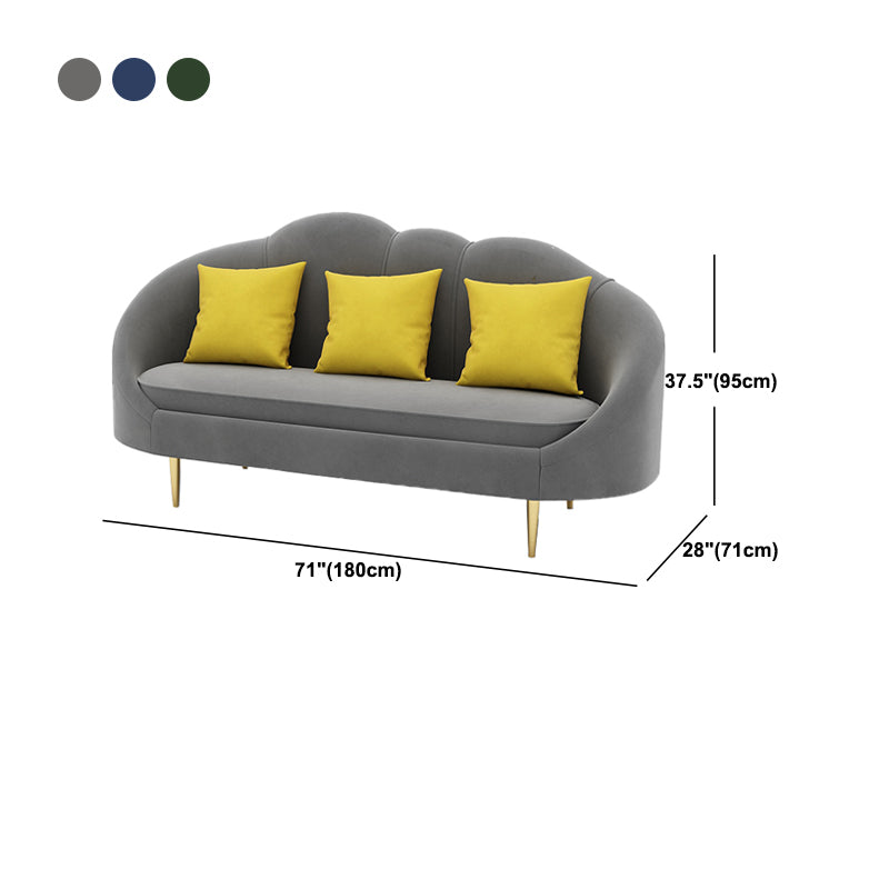 Velvet Sloped Arm Sofa Contemporary Standard Sofa with Sewn Pillow Back