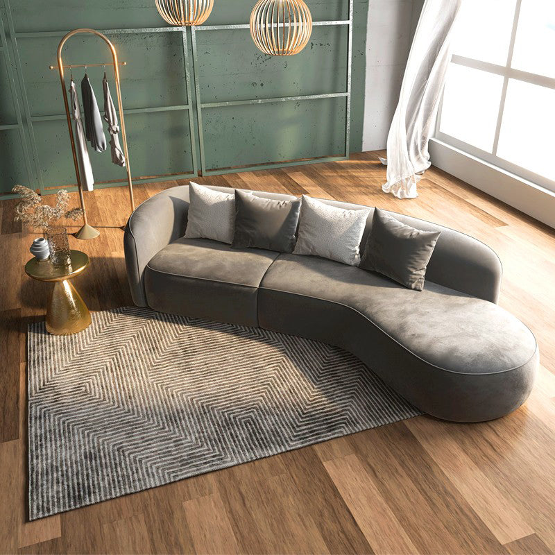Modern Style Sofa Bed Even Back Armrest No Cushion Back Grey Sofa