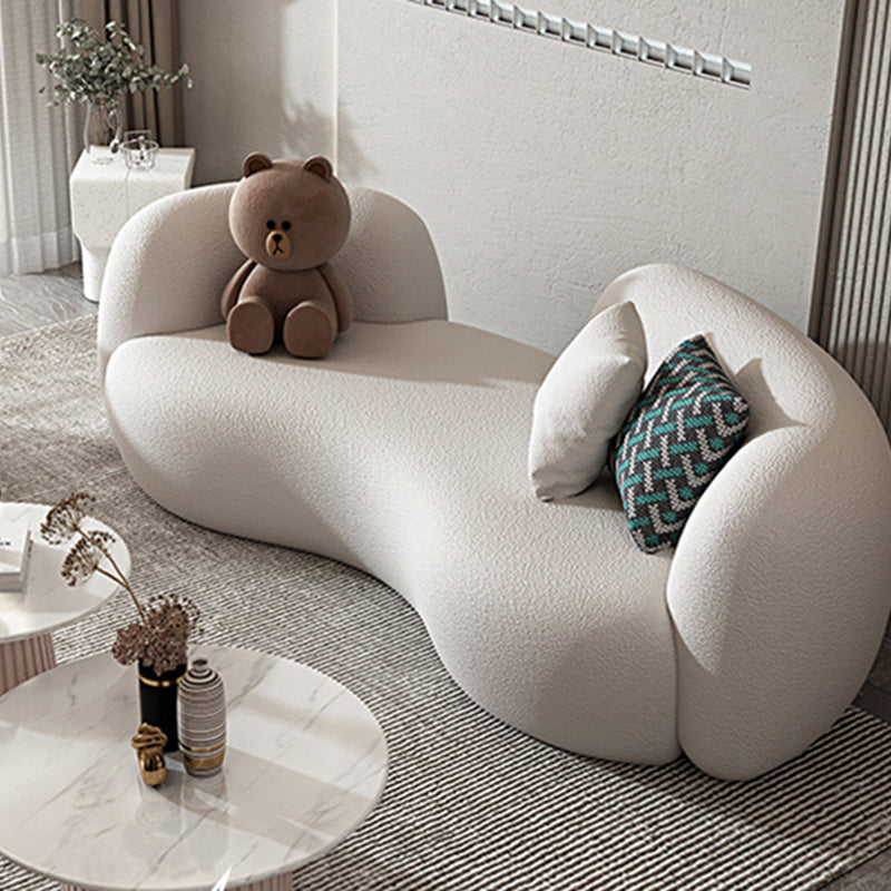 Contemporary Recessed Arm Sofa Pillow Back Curved Sofa for Living Room