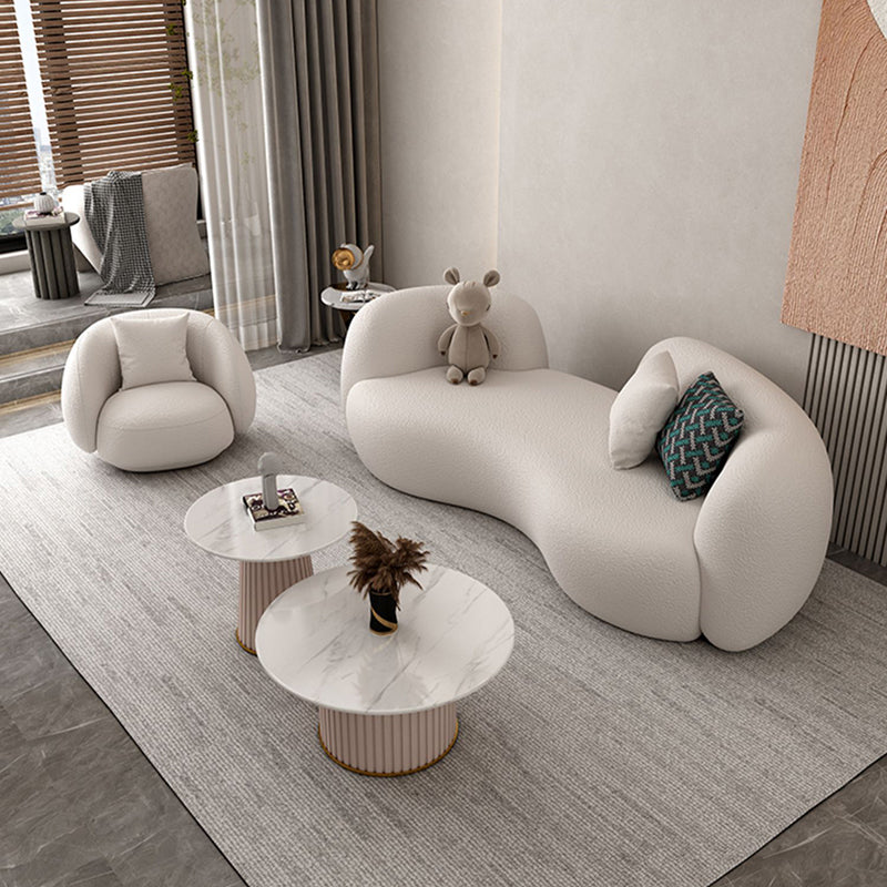 Contemporary Recessed Arm Sofa Pillow Back Curved Sofa for Living Room