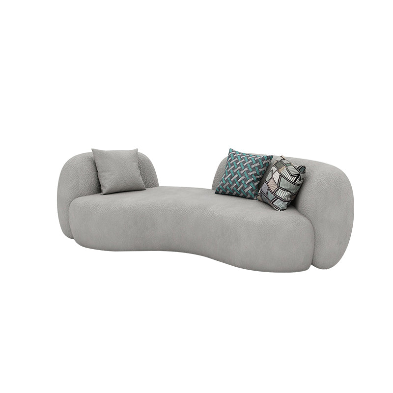 Contemporary Recessed Arm Sofa Pillow Back Curved Sofa for Living Room