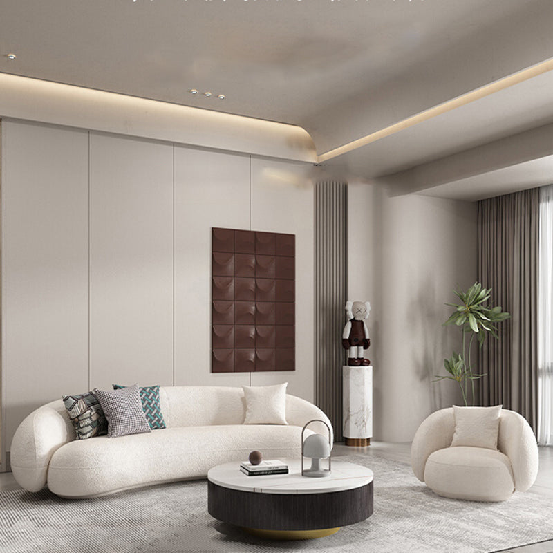 Wool Sloped Arm Sofa Contemporary Curved Sofa for Living Room, Apartment
